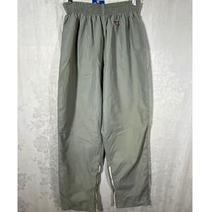 Vintage Champion Track Pants Large Gray Nylon Logo Patch USA Flannel Lined